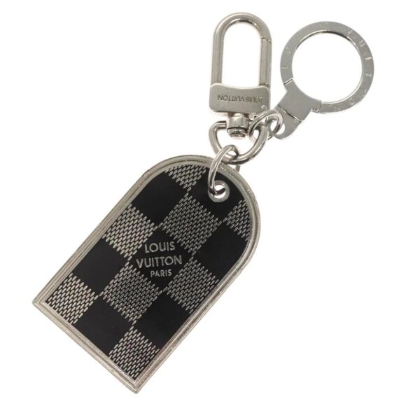 LOUIS VUITTON Damier Porte Cles Porto Address Key Ring metal M65770 Auth ar13637 - Picture 1 of 5